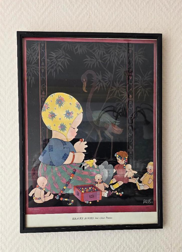 Unieke antieke Art Deco prent (1925) - Chloë Preston, Verzamelen, Foto's en Prenten, Gebruikt, Prent, Kind, Voor 1940, Ophalen of Verzenden