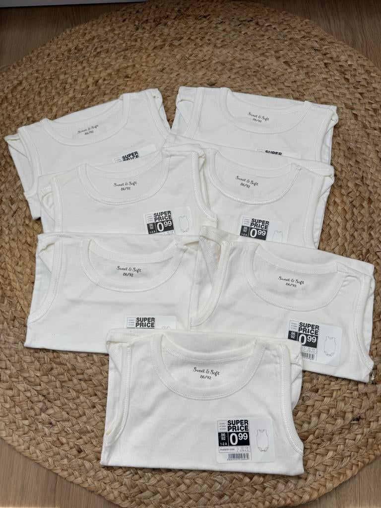 Pakketje met 7 nieuwe mouwloze rompers van de Zeeman, Ophalen of Verzenden, Nieuw, Jongetje of Meisje, Nacht- of Onderkleding