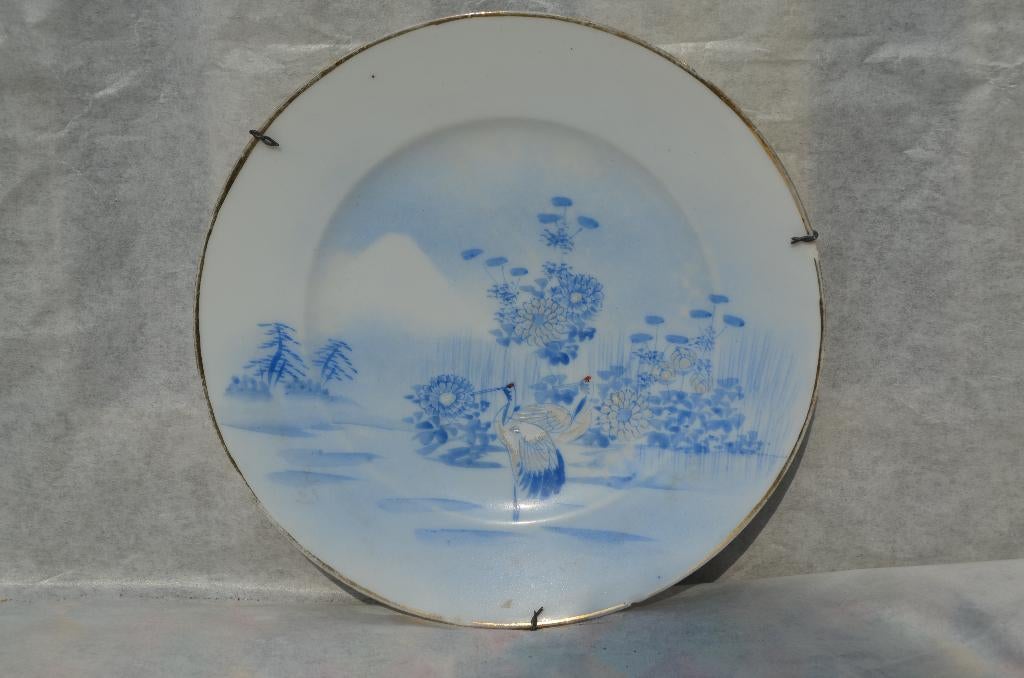 2 Japanse porseleinen bordjes Kraanvogels, Antiek en Kunst, Antiek | Porselein, Ophalen of Verzenden