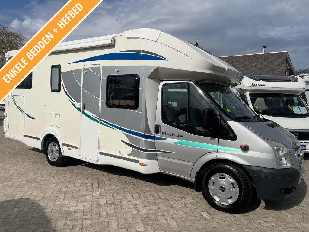 Chausson Flash 24 Enkele Bedden Hefbed 2e eigenaar 2013, Caravans en Kamperen, Campers, Ringverwarming, Ford, Half-integraal, Tot en met 5