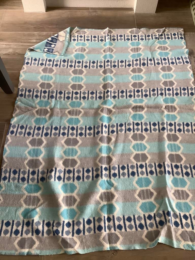 Retro vintage wollen deken, Ophalen of Verzenden, Gebruikt, Eenpersoons, Deken of Dekbed