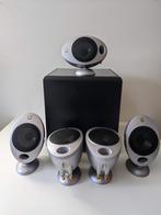 KEF surround luidspreker "eitjes" set 5x + subwoofer, Audio, Tv en Foto, Luidsprekers, Gebruikt, 60 tot 120 watt, Complete surroundset