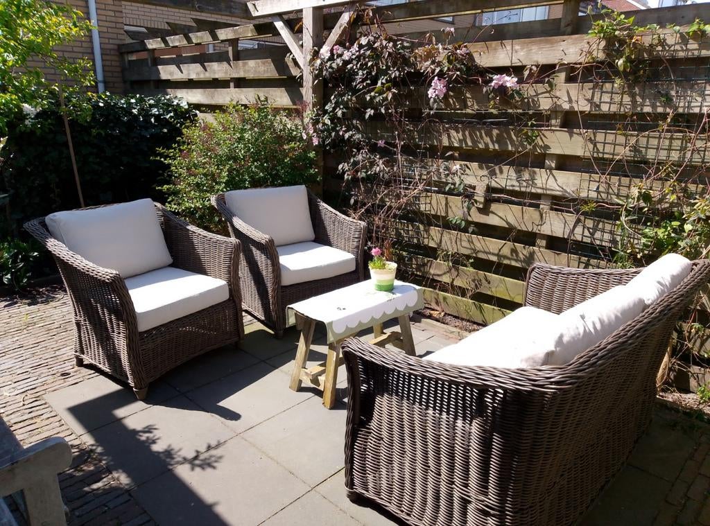 Mooie tuinset (bank + 2x fauteuil)  kussens van Ikea, Tuin en Terras, Ophalen, Bank
