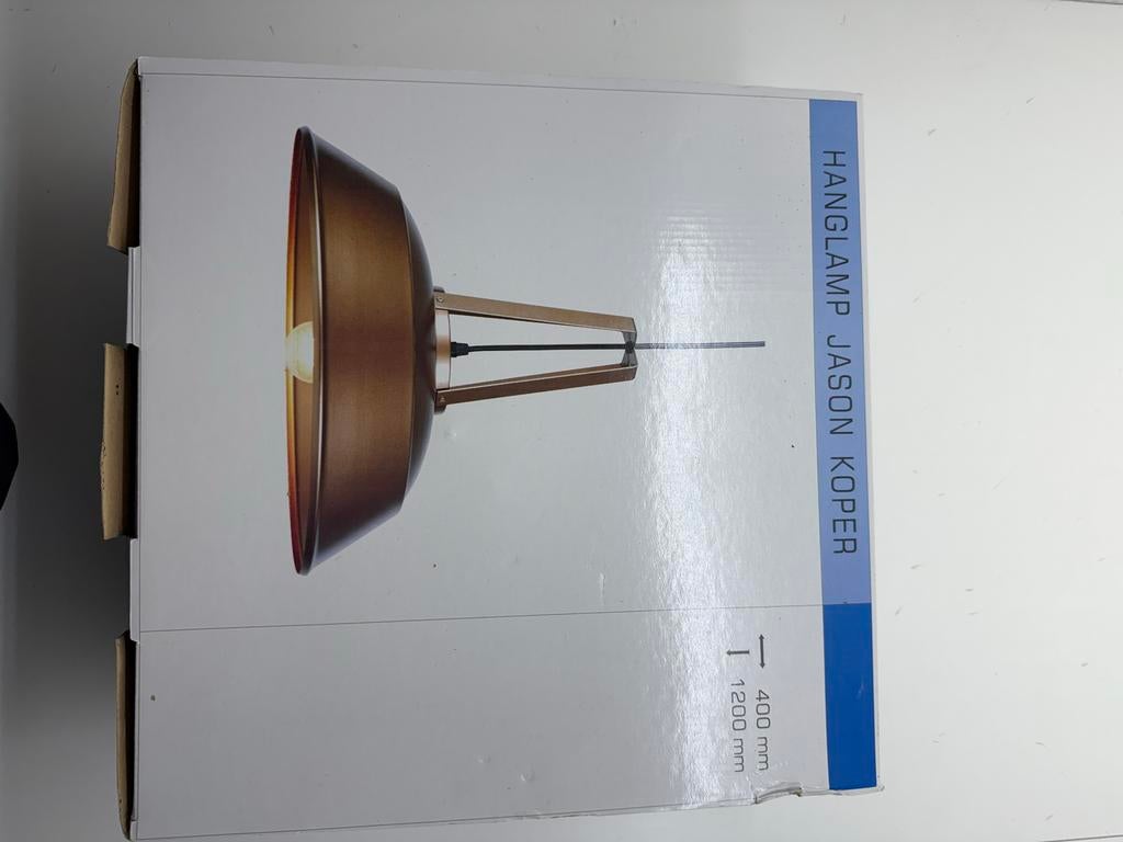 2x Hanglamp Jason Antraciet & Koperkleurig - Nieuw in doos, Ophalen, Nieuw, Metaal, 75 cm of meer