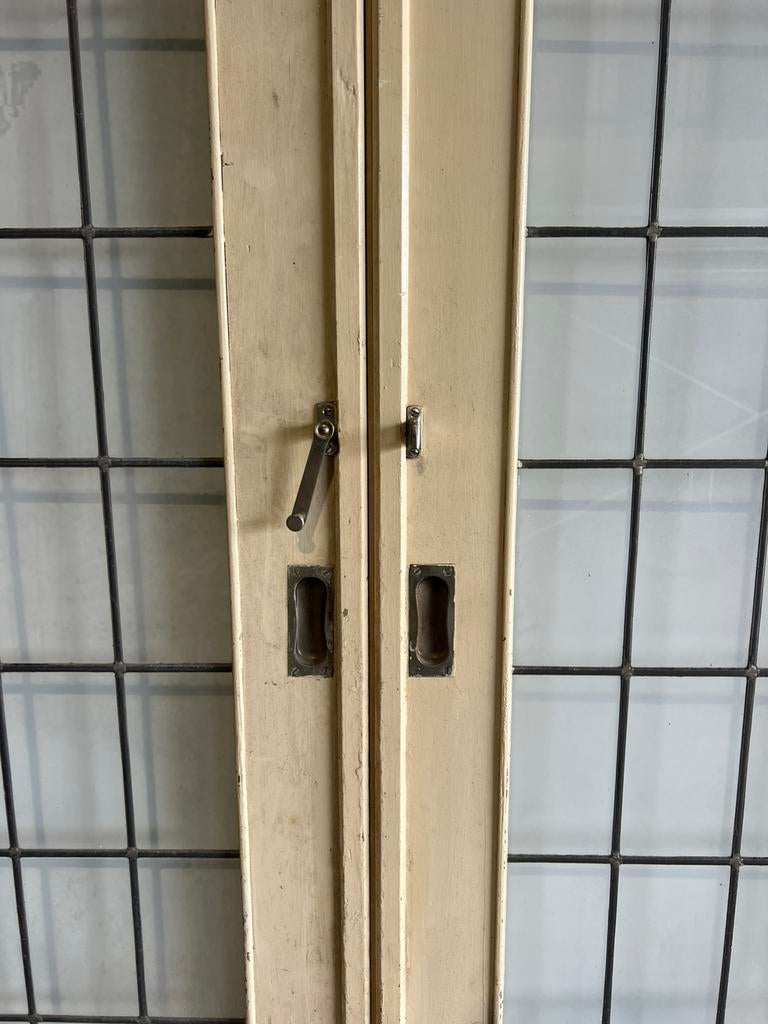 Oude ensuite / schuifdeuren glas in lood + sluiting, Doe-het-zelf en Verbouw, Deuren en Horren, 120 cm of meer, Binnendeur, Ophalen of Verzenden