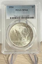 1924 Peace Silver Dollar PCGS Gold Shield MS64 (48121695), Ophalen, Noord-Amerika, Losse munt, Zilver