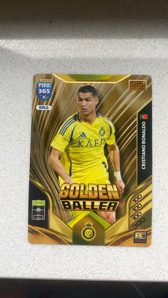 Zeldzame golden baller kaart CR7 panini, Hobby en Vrije tijd, Stickers en Plaatjes, Ophalen of Verzenden, Zo goed als nieuw, Plaatje