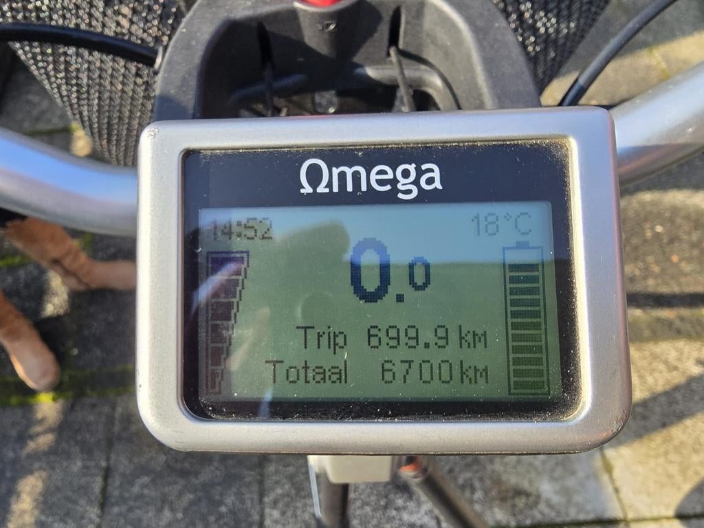 Rih X Omega E-bike met fietstassen en mandje en spiegels, Fietsen en Brommers, Gebruikt, 51 tot 55 cm, 50 km per accu of meer