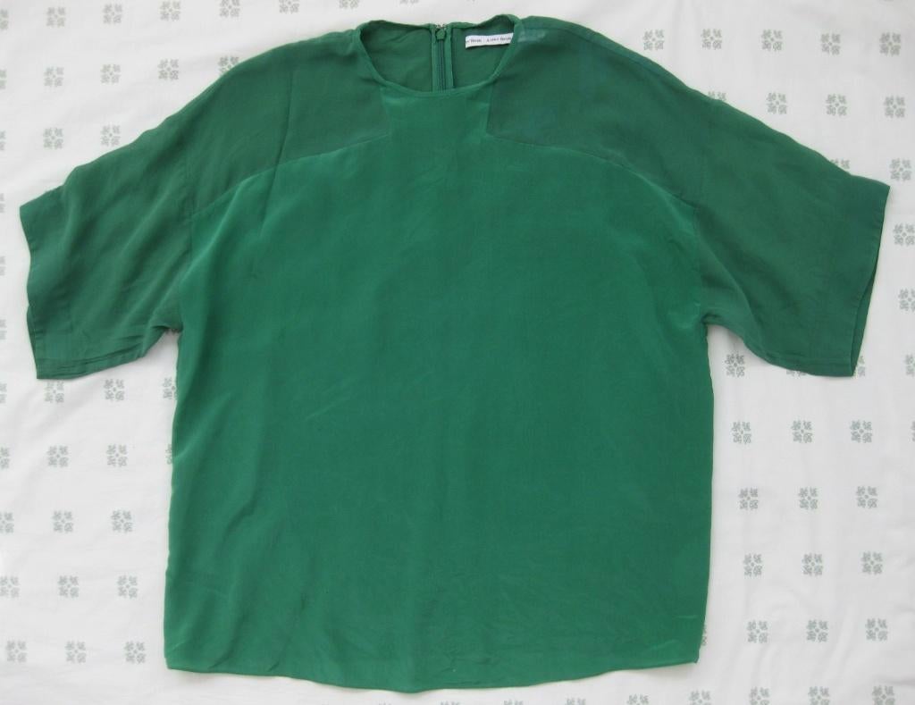 & Other Stories groene top, blouse korte mouw, zijde S - M, & Other Stories, Ophalen of Verzenden, Zo goed als nieuw, Maat 36 (S)