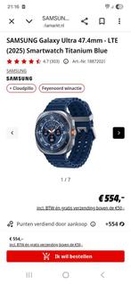 Samsung Galaxy Watch Ultra 47.4mm LTE 2025 Titanium Blauw, Conditie, Blauw, Ophalen of Verzenden, Zo goed als nieuw