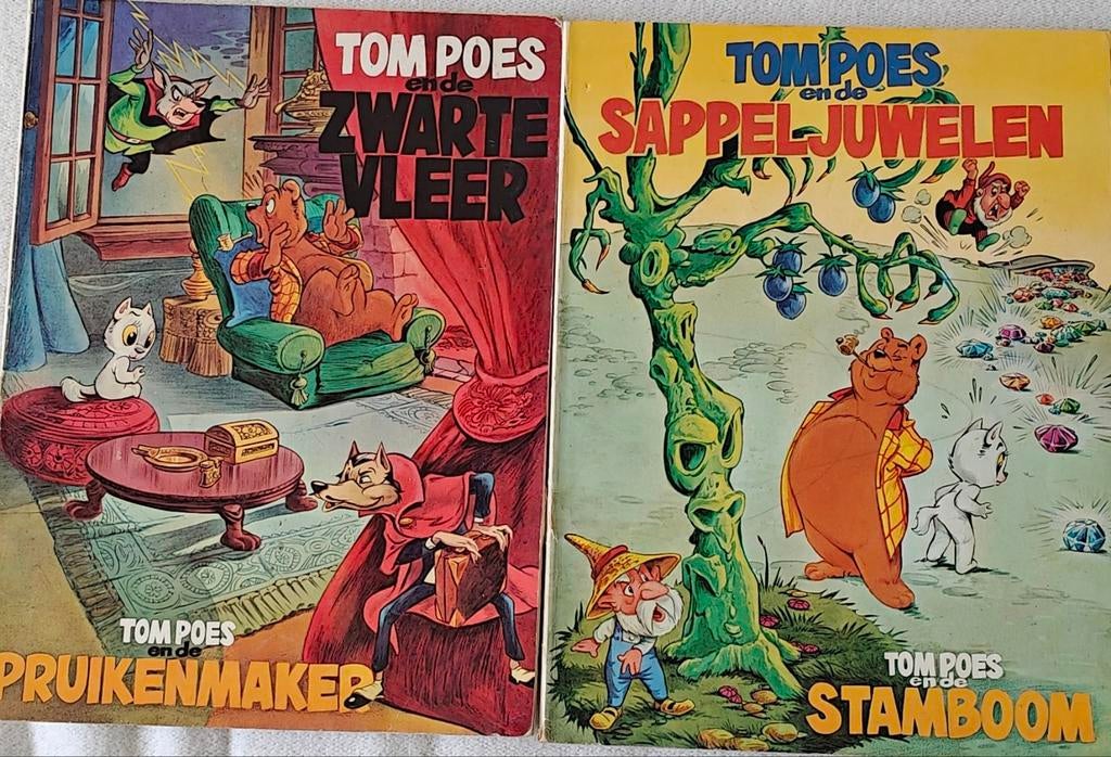 Tom Poes: De Zwarte Vleer & De Sappeljuwelen (2 stripboeken), Meerdere stripboeken, Ophalen of Verzenden, Gelezen, Marten Toonder