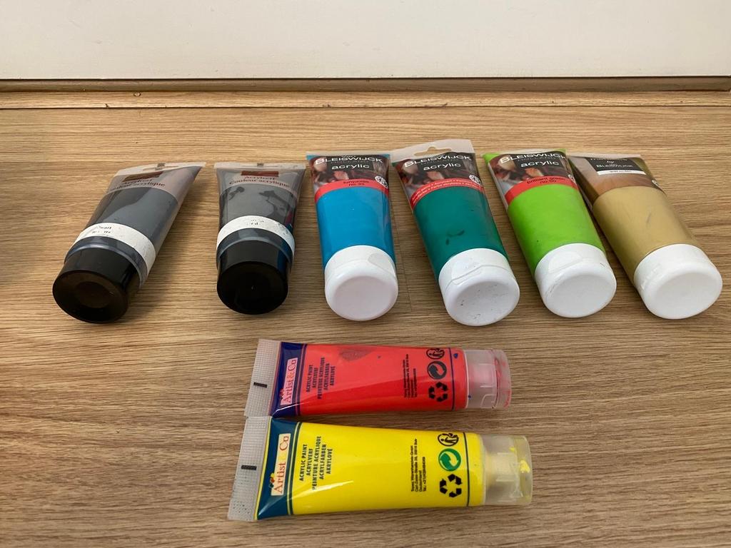 8 tubes acrylverf, Ophalen of Verzenden, Nieuw, Acrylverf