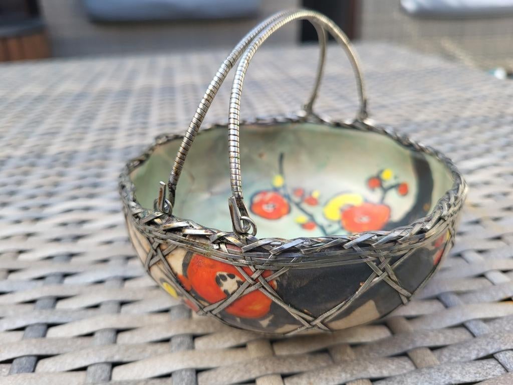 Japans Awaji Aardewerk Schaaltje met Hengsels, Antiek en Kunst, Ophalen of Verzenden