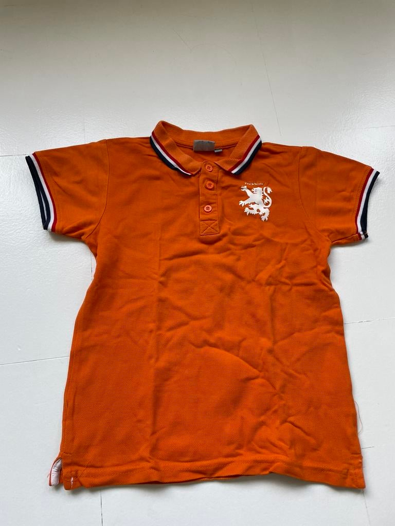 Oranje voetbalshirt Holland/ koningsdag 128/134, Kinderen en Baby's, Ophalen of Verzenden, Zo goed als nieuw, Jongen of Meisje