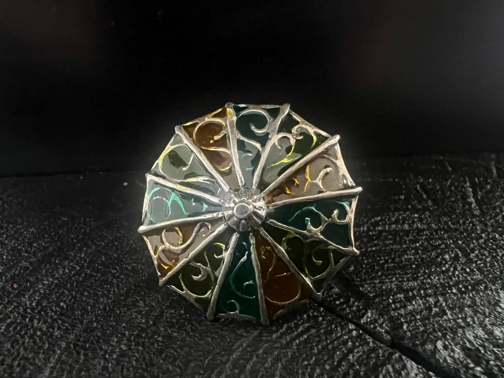 Zilveren miniatuur paraplu met emaille, Verzenden, Zilver