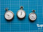 2x antiek zakhorloge en 1 stopwatch, Ophalen, Staal, Overige merken