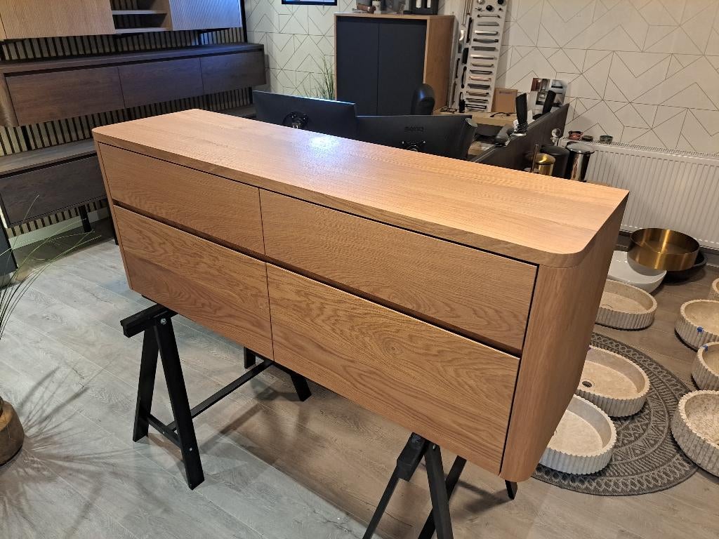 Son 160 Massief Eiken Houten Badmeubel TBV Waskom ronde hoek, 150 tot 200 cm, Nieuw, Ophalen of Verzenden, Minder dan 100 cm