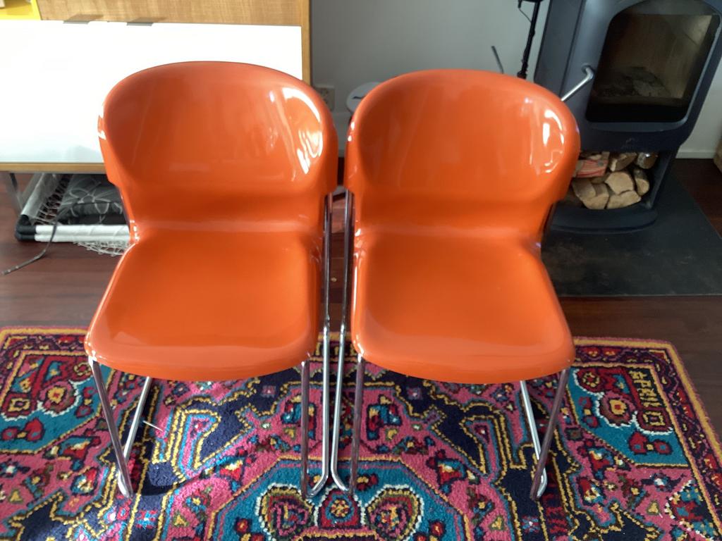 Gerd Lange vintage stoelen Drabert oranje, Ophalen, Kunststof, Gebruikt, Twee