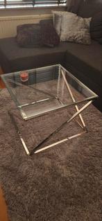 Moderne salontafel chroom en Glas., Ophalen, 50 tot 100 cm, 50 tot 100 cm, Zo goed als nieuw
