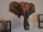 Prachtige Houten Olifantenkop Wanddecoratie – 70 cm, Ophalen of Verzenden