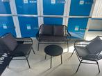 Zwarte Tuinset Loungeset met Kussens, 4 zitplaatsen, Ophalen of Verzenden, Zo goed als nieuw, Loungeset