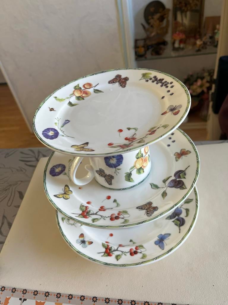 Villeroy & Boch Butterfly Garden Etagere, Gebruikt, Overige typen, Ophalen of Verzenden, Overige stijlen