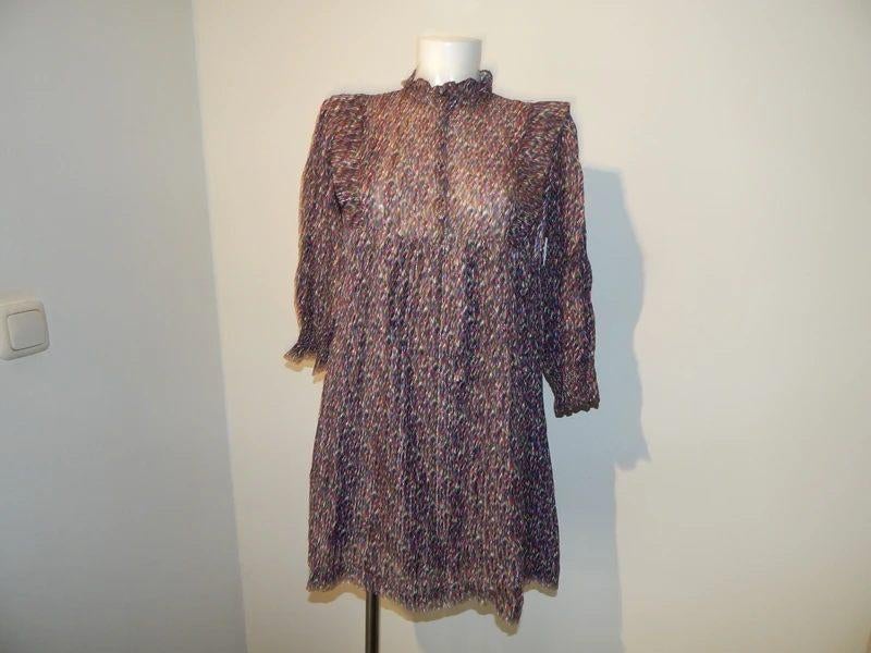 BA&SH jurkje tuniek kleurrijk knoopjes lijfje roesel kraag1S, Kleding | Dames, Jurken, Zo goed als nieuw, Maat 36 (S), Overige kleuren