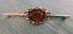 Prachtige Vergulde Zilver Broche met Amber, Sieraden, Tassen en Uiterlijk, Antieke sieraden, Ophalen of Verzenden, Zilver, Broche