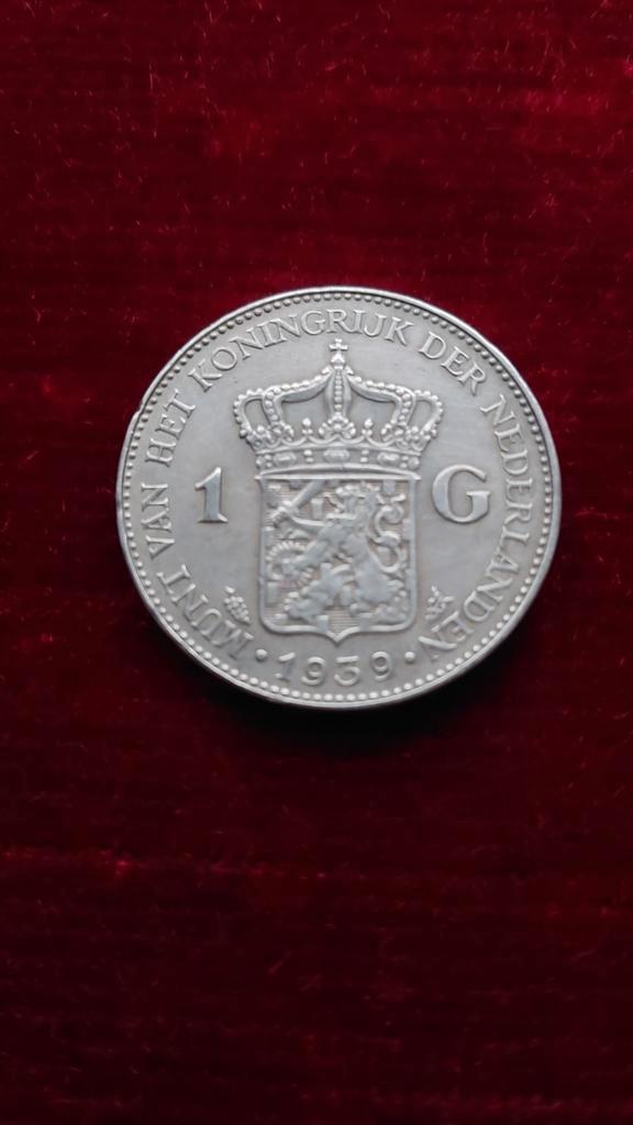 Nederland, Zilveren 1 Gulden 1939 - Koningin Wilhelmina, Postzegels en Munten, Munten | Nederland, Losse munt, 1 gulden, Koningin Wilhelmina