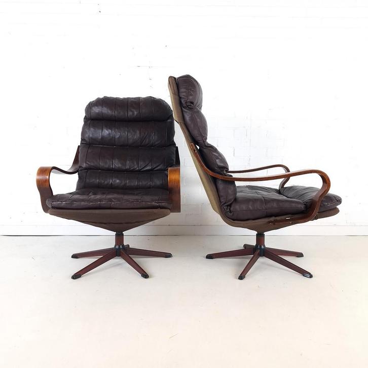 2x vintage draaifauteuil Deens design, Antiek en Kunst, Antiek | Meubels | Stoelen en Banken, Ophalen