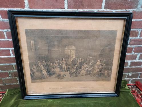 Antieke gravure van de Franse revolutie anno 1794., Antiek en Kunst, Kunst | Etsen en Gravures, Ophalen of Verzenden