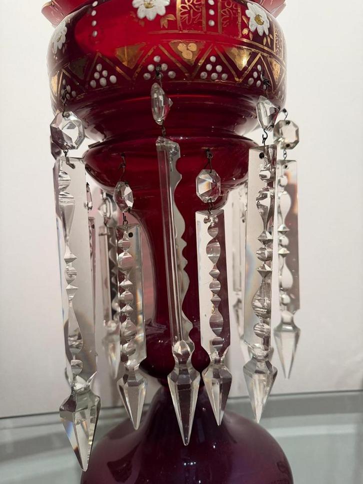Rode Luster Vaas Bohemiaan, Antiek en Kunst, Antiek | Glas en Kristal, Ophalen