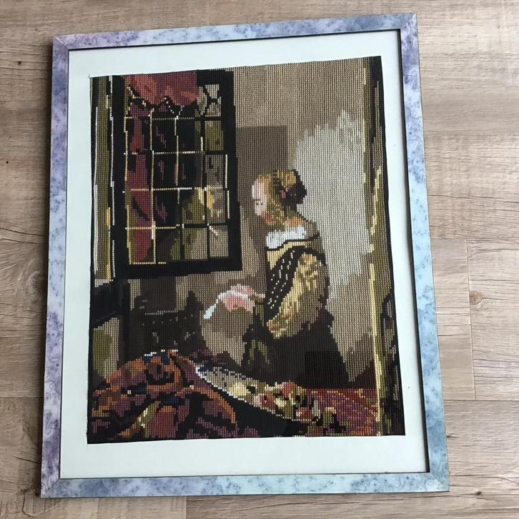 Brieflezend meisje  Johannes Vermeer Vintage, Hobby en Vrije tijd, Borduren en Borduurmachines, Zo goed als nieuw, Ophalen of Verzenden
