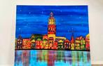 Skyline van Deventer 120 cm bij 100 cm, Ophalen, Zo goed als nieuw, Schilderij, 100 tot 125 cm