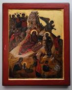 Handgeschilderd icoon Geboorte van Christus bladgoud, Antiek en Kunst, Antiek | Religie, Ophalen