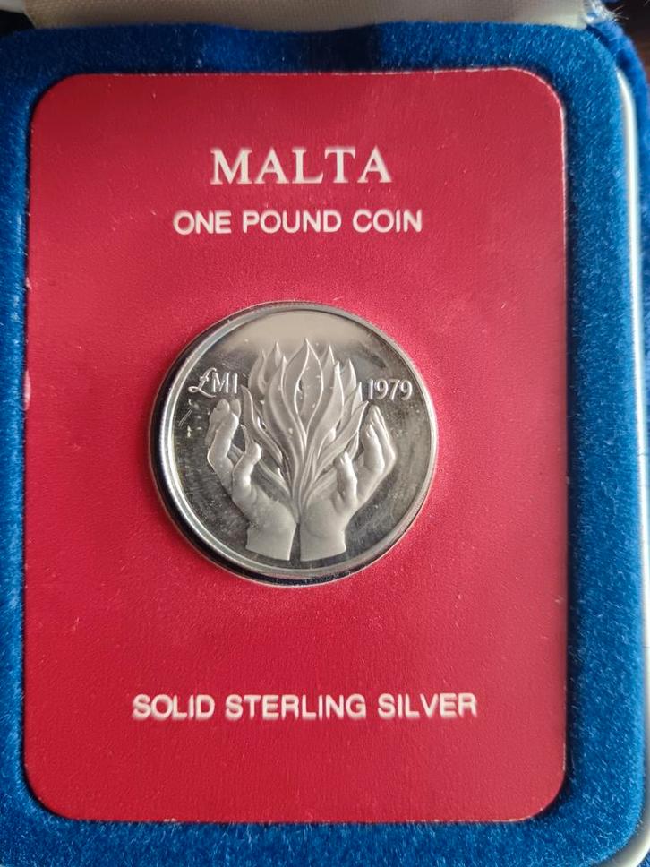 Malta 1 Pond Munt 1979 Sterling Zilver, Postzegels en Munten, Munten | Nederland, Losse munt, Overige waardes, Zilver, Ophalen of Verzenden