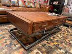 Vintage Koffer Chesterfield leer cognac Zwart tafel metalen, Huis en Inrichting, Nieuw, Ophalen of Verzenden