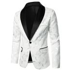 Heren wit zwart rozen colbert blazer bloemen jasje mannen, Kleding | Heren, Verzenden, Nieuw