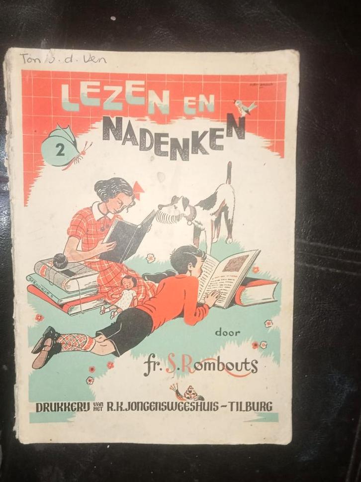 Lezen en Nadenken - Oud Leesboekje Piet Broos, Antiek en Kunst, Antiek | Boeken en Bijbels, Ophalen of Verzenden