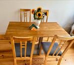 Eettafel met 4 Stoelen | Solid wood dining table and chairs, Ophalen, Gebruikt, 100 tot 150 cm, Eikenhout