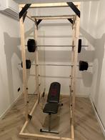 DIY Houten Fitness Rek Power Rack Met Optrekstang, Sport en Fitness, Fitnessapparatuur, Overige materialen, Krachtstation, Gebruikt