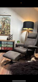 Grijze Fauteuil met Voetenbank, Ophalen of Verzenden, Zo goed als nieuw, Stof, 75 tot 100 cm