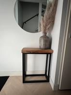 Houten sidetable met stalen poot - Op maat gemaakt, Huis en Inrichting, Tafels | Sidetables, Ophalen, 100 tot 150 cm, Zo goed als nieuw