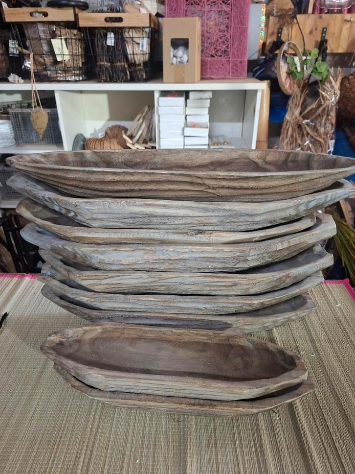 Houten deco schalen/dienbladen – groot & klein, Huis en Inrichting, Woonaccessoires | Dienbladen, Nieuw, Hout, Rechthoekig, Ophalen of Verzenden