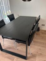 Eetkamer tafel met 4 lederen stoelen, Huis en Inrichting, Tafels | Eettafels, Ophalen of Verzenden, Zo goed als nieuw, Rechthoekig