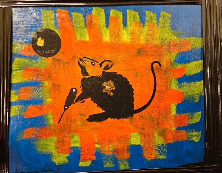 Tonnie Voorn - De Rat op doek, Antiek en Kunst, Kunst | Schilderijen | Modern, Ophalen of Verzenden