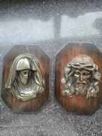 Houten Plaatjes Maria en Jezus, Antiek en Kunst, Antiek | Religie, Ophalen of Verzenden