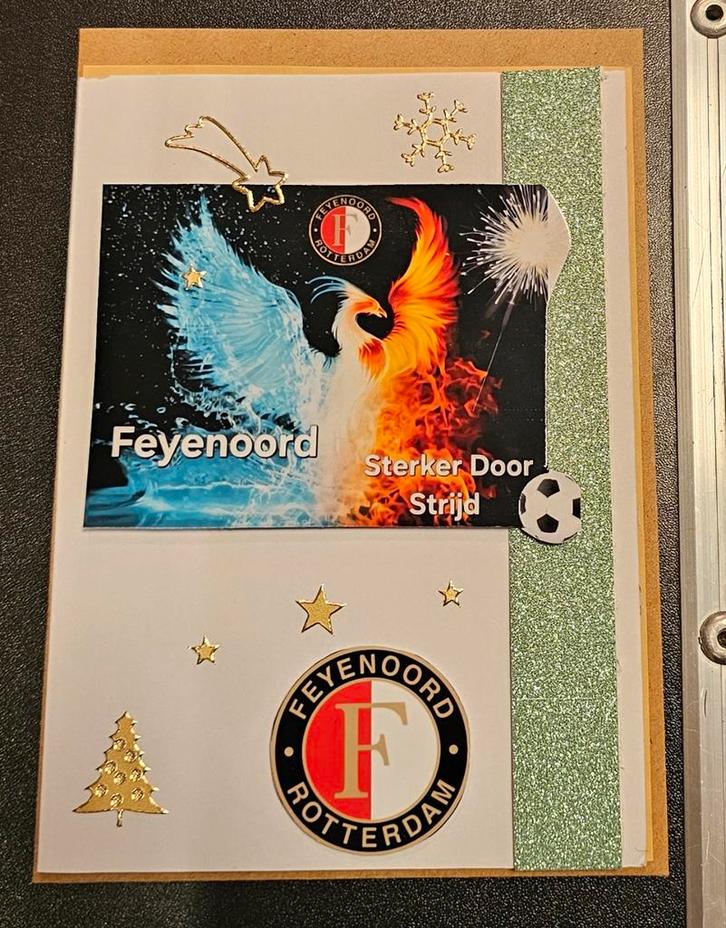 Feyenoord Kerstkaart - Sterker Door Strijd, Hobby en Vrije tijd, Kaarten | Zelfgemaakt, Ophalen of Verzenden