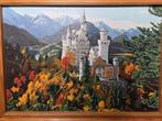 Antiek schilderij van slot Neuschwanstein, Duitsland, Antiek en Kunst, Ophalen of Verzenden