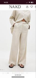 NA-KD Linnen Broek - Beige & Zwart - Maat 36, Beige, Nieuw, Ophalen of Verzenden, Maat 36 (S)